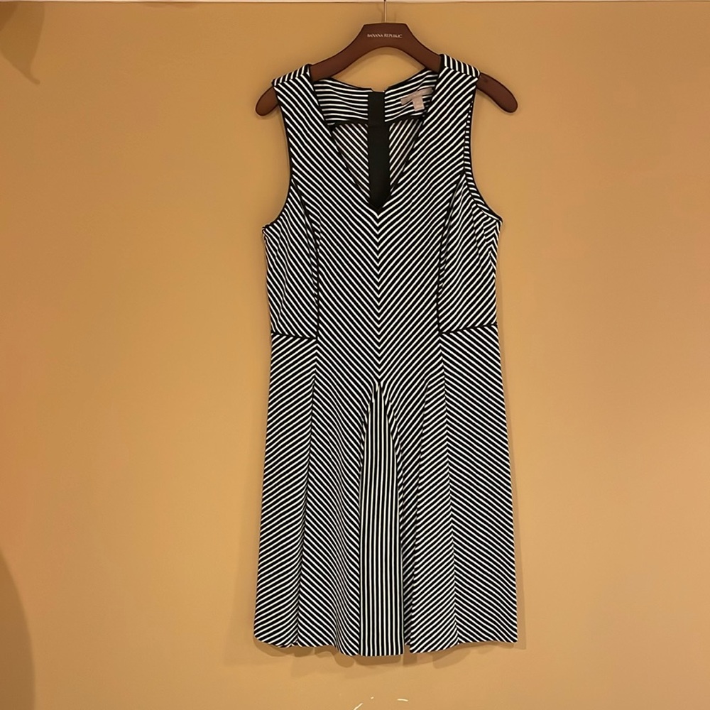 Black and white sleeveless Banana Republic dress.